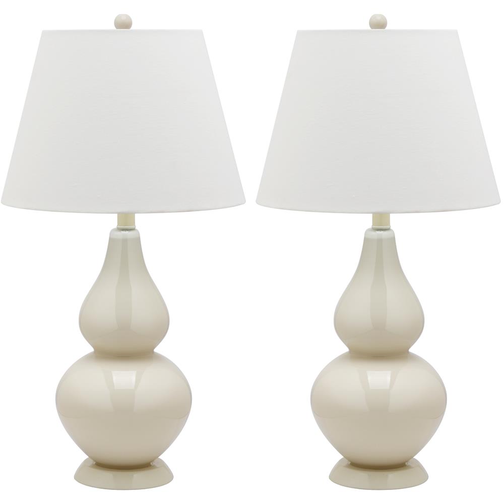 Safavieh LIT4088A CYBIL DOUBLE GOURD (SET OF 2) WHITE BASE AND NECK TABLE LAMP